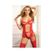 Open Cups Web Cage Garter Teddy & Stockings Red O/s - SexToy.com