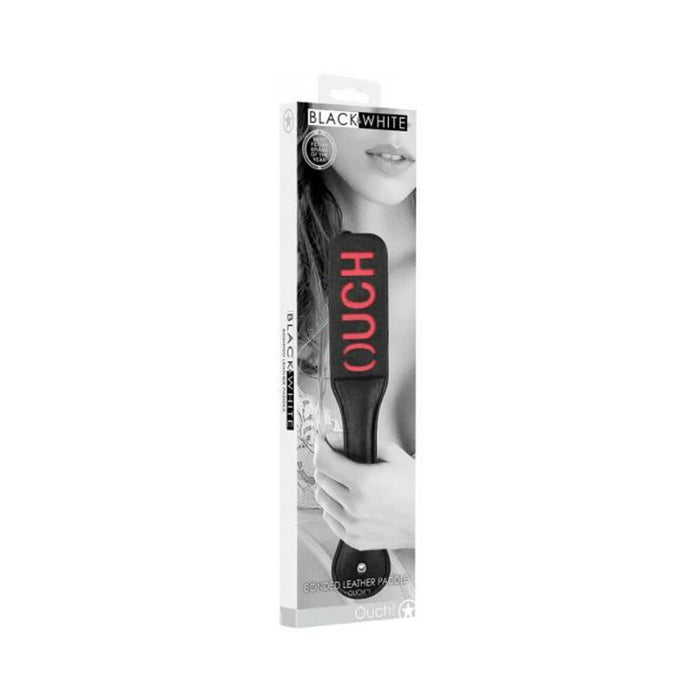 Ouch! Black & White Bonded Leather Paddle Ouch Black | SexToy.com