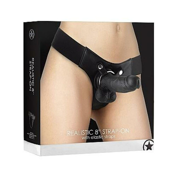 Ouch Realistic 8 inches Strap On Black O/S - SexToy.com