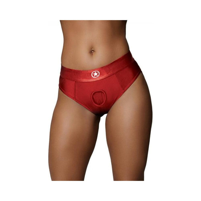 Ouch! Vibrating Strap-on Thong With Removable Butt Straps Red M/l - SexToy.com