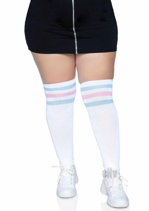 Over The Knee Athl Socks 1x/2x Pnk/blu - SexToy.com