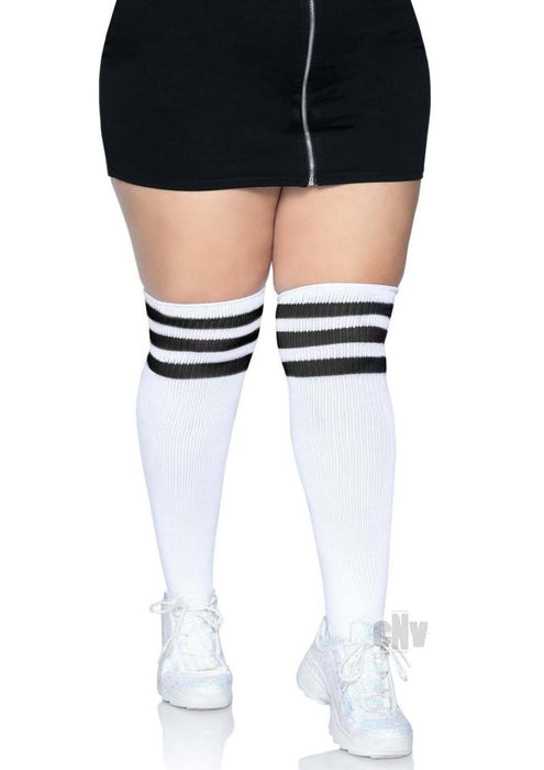 Over the Knee Athletic Socks - 1x/2x - White/black - SexToy.com