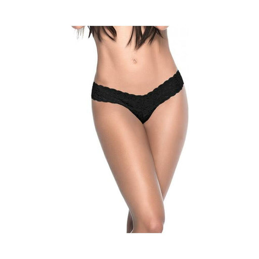 Patterned Lace Thong Black Xl - SexToy.com