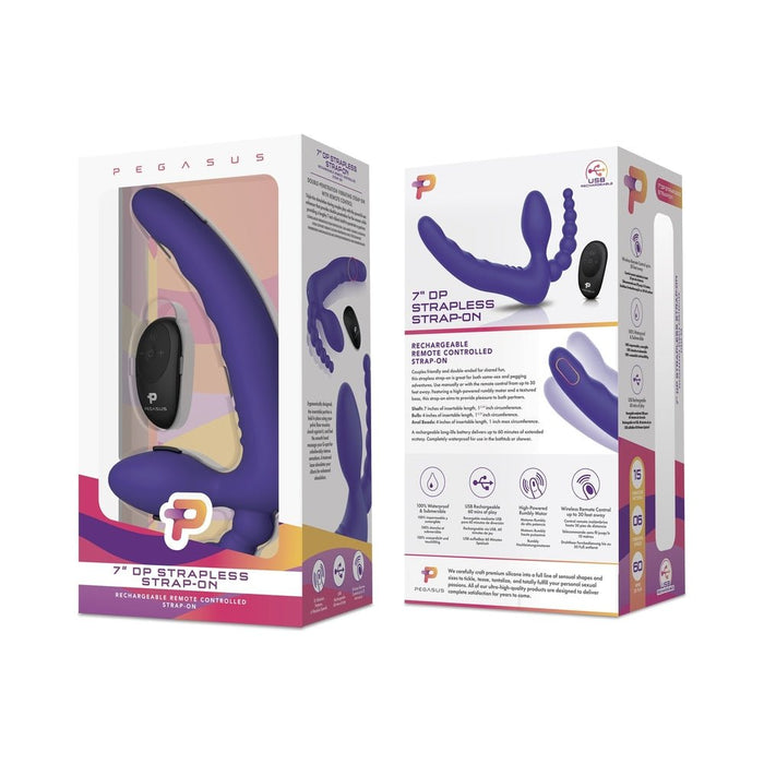 Pegasus 7 Strapless Strap On w/Remote - Purple - SexToy.com