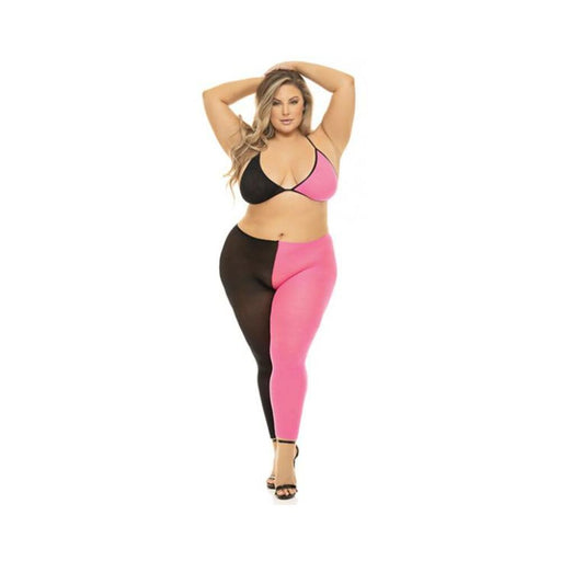 Pink Lipstick Block You Out Bra & Legging Black/pink Qn - SexToy.com