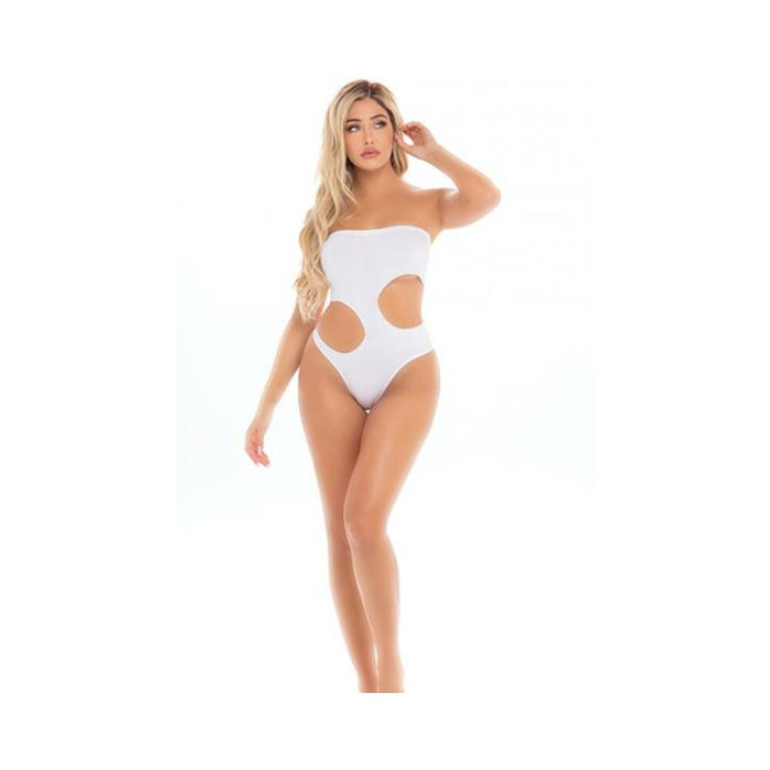 Pink Lipstick Fatale Cutout Bodysuit White O/s - SexToy.com