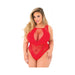 Pink Lipstick Low Blow Cut Out Bodysuit Red Qn - SexToy.com