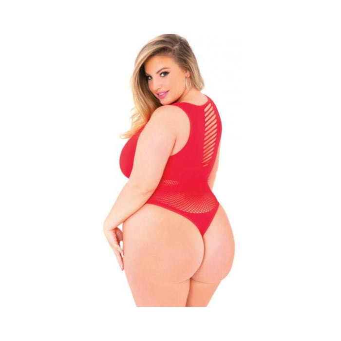 Pink Lipstick Low Blow Cut Out Bodysuit Red Qn - SexToy.com