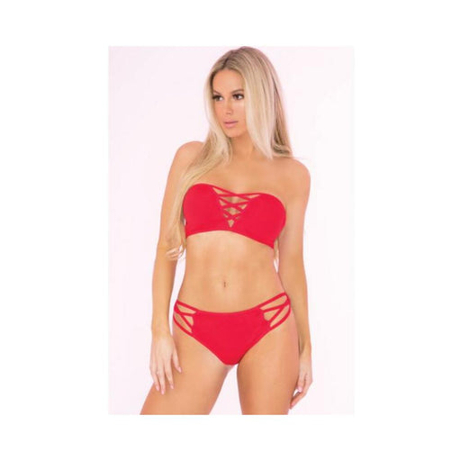 Pink Lipstick Truth Or Bare 2 Piece Bra Set Red M/L - SexToy.com