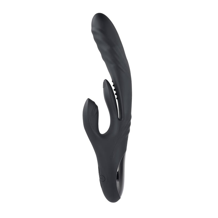 Playboy Rapid Rabbit Rechargeable Silicone Dual Stimulation Vibrator Black - SexToy.com