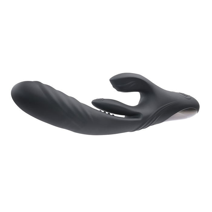 Playboy Rapid Rabbit Rechargeable Silicone Dual Stimulation Vibrator Black - SexToy.com