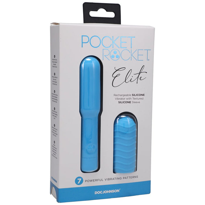 Pocket Rocket Elite Rechargeable Bullet With Removable Sleeve Sky Blue - SexToy.com