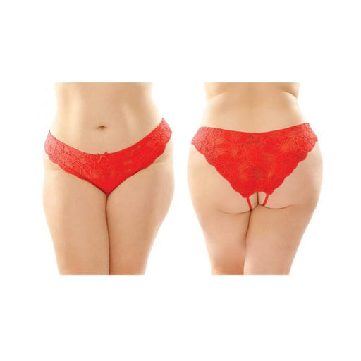 Poppy Crotchless Floral Lace Panty 6-pack Q/s Red | SexToy.com