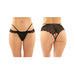 Posey Strappy Lace And Microfiber Crotchless Panty 6-pack L/xl Black | SexToy.com