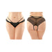 Posey Strappy Lace And Microfiber Crotchless Panty 6-pack Q/s Black | SexToy.com