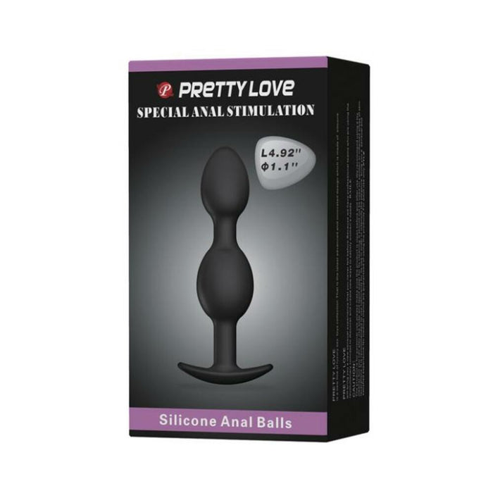 Pretty Love 4.92 inches Silicone Anal Plug with Ball Black - SexToy.com