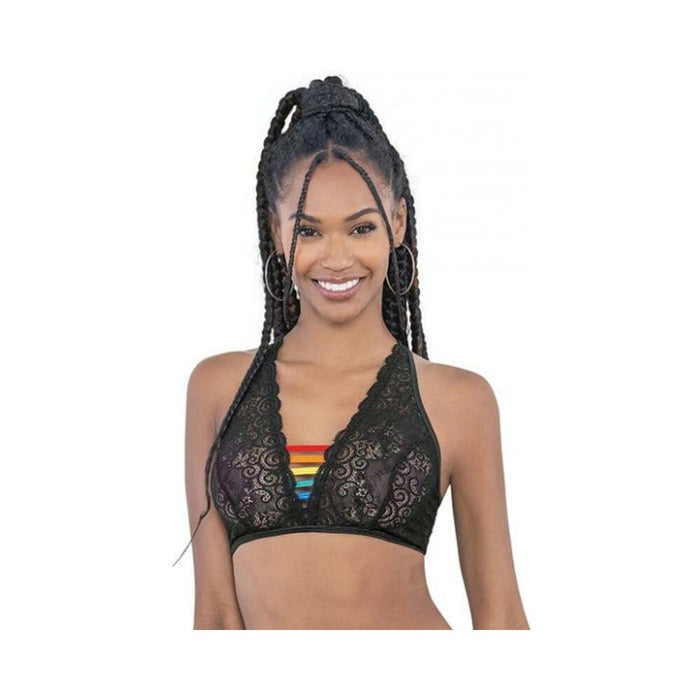 Pride Lace Rainbow Strappy Top Black O/s - SexToy.com