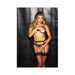 Provocative Stretch Band Open Bra & Panty W/elastic Garter Belt Black Sm - SexToy.com