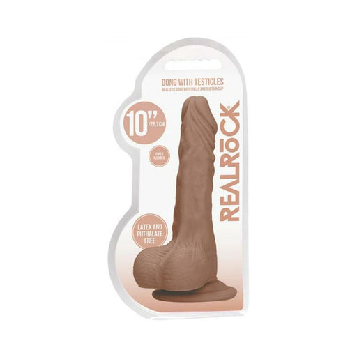 Real Rock Realistic Dildo With Balls - 10" - 25 Cm - Mocha | SexToy.com