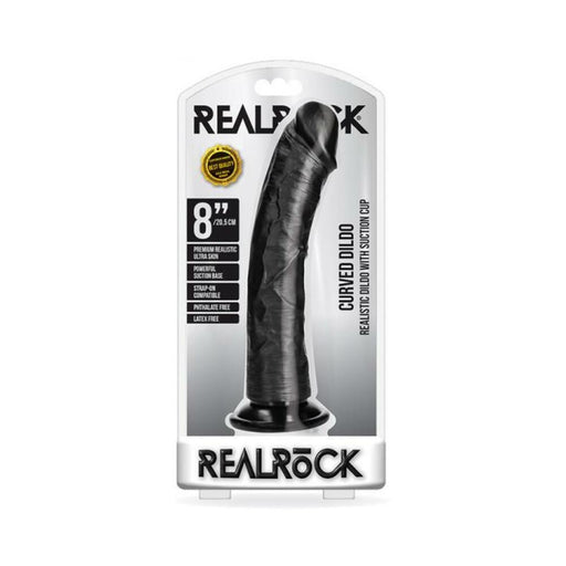 Realrock Curved Realistic Dildo With Suction Cup 8 In. Chocolate | SexToy.com