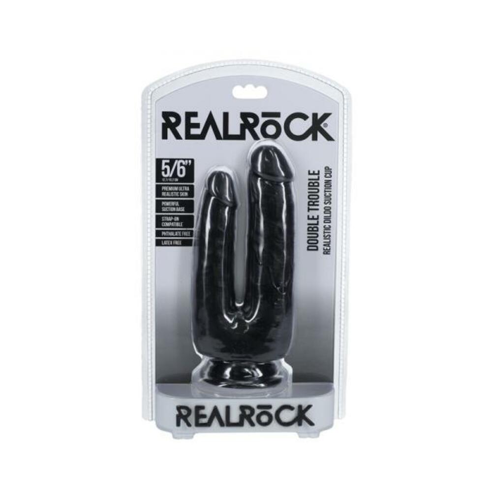 Couples Dildos: Realrock Double Trouble 5 In. / 6 In. Dildo Black