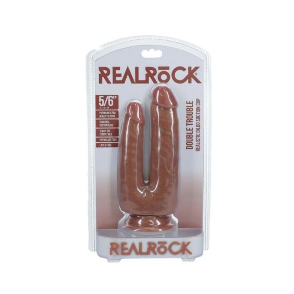 Couples Dildos: Realrock Double Trouble 5 In. / 6 In. Dildo Tan