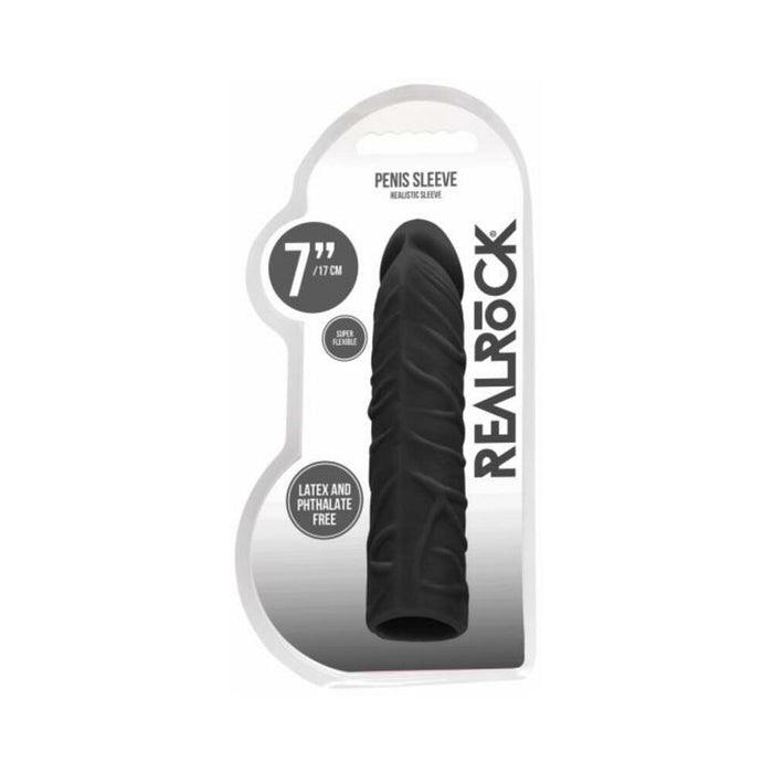 Realrock Skin 7 In. Penis Extender Sleeve Black - SexToy.com