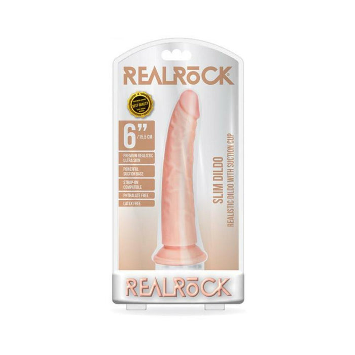 Realrock Slim Realistic Dildo With Suction Cup 6 In. Vanilla | SexToy.com