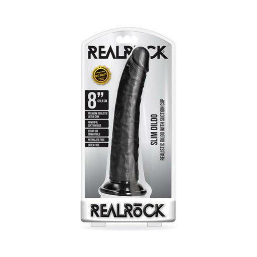 Realrock Slim Realistic Dildo With Suction Cup 8 In. Chocolate | SexToy.com