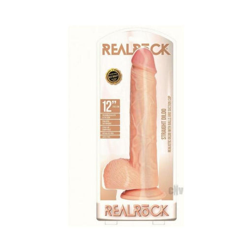 Realrock Straight Realistic Dildo With Balls And Suction Cup 12 In. Light | SexToy.com