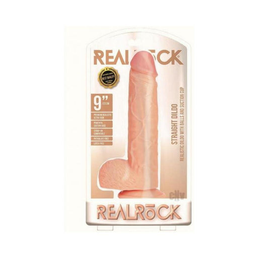 Realrock Straight Realistic Dildo With Balls And Suction Cup 9 In. Light | SexToy.com