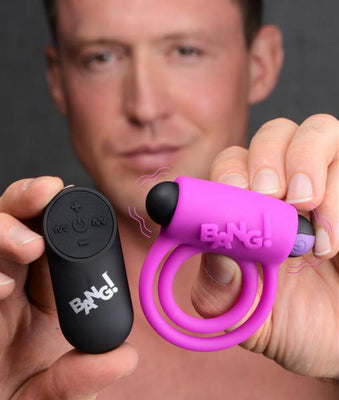 Remote Control 28x Vibrating Cock Ring And Bullet - Purple | SexToy.com