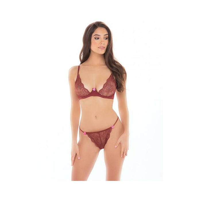 Rene Rofe Staying In Bra Top & Thong Burgundy M/l - SexToy.com