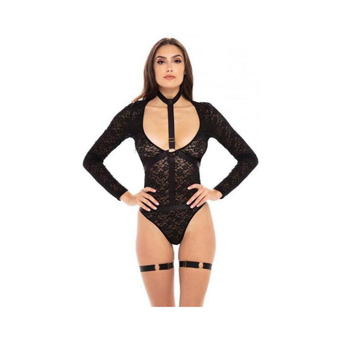 Rene Rofe Up To My Neck Teddy Choker Set Black M/l - SexToy.com