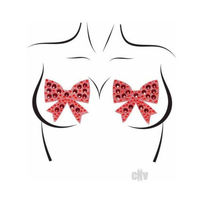 Rhinestone Bow Nipple Os Red - SexToy.com