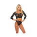 Rhinestone Crop Top W/high Waist Panty Black O/s - SexToy.com