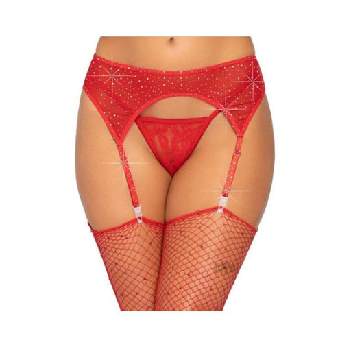 Rhinestone Garter Belt Os Red - SexToy.com