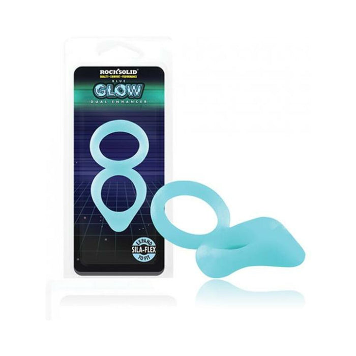 Rock Solid Glow In The Dark Dual Enhancer - Blue - SexToy.com