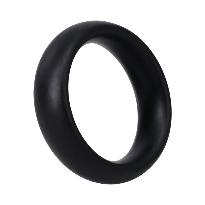 Rock Solid Silicone Black C Ring, Large (2in) In A Clamshell - SexToy.com