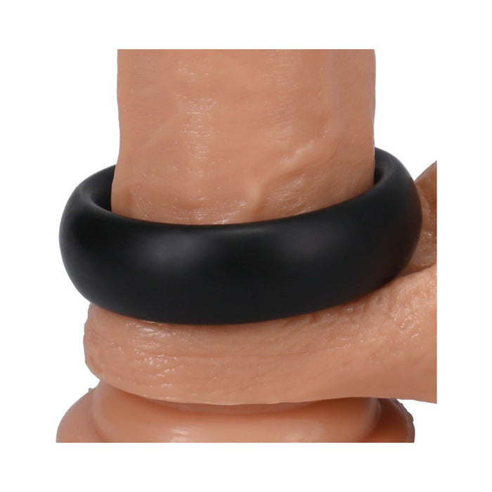 Rock Solid Silicone Black C Ring, Large (2in) In A Clamshell - SexToy.com