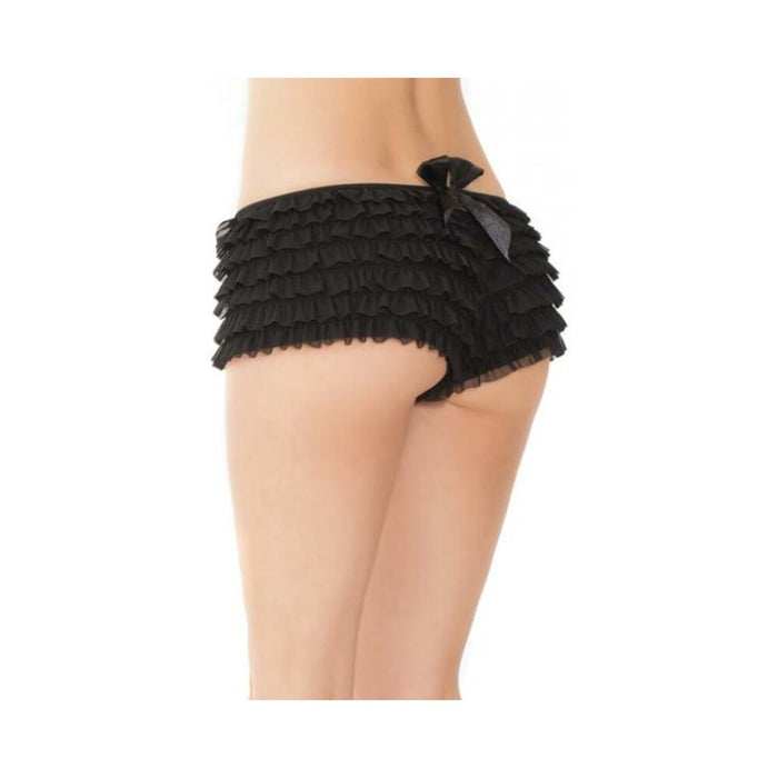 Ruffle Shorts Back Bow Detail Black OS/XL - SexToy.com