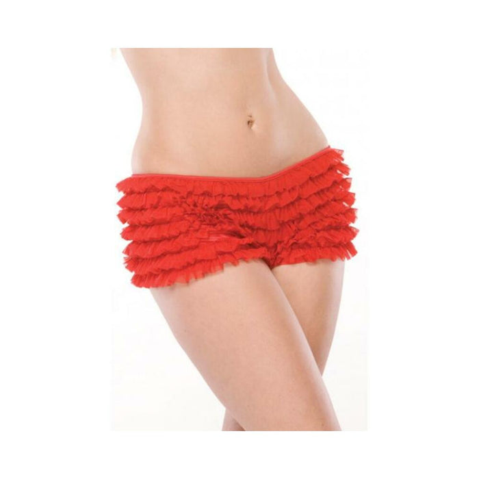 Ruffle Shorts Back Bow Detail Red OS/XL - SexToy.com