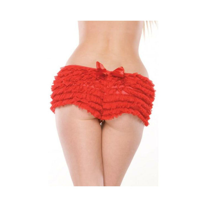 Ruffle Shorts Back Bow Detail Red OS/XL - SexToy.com