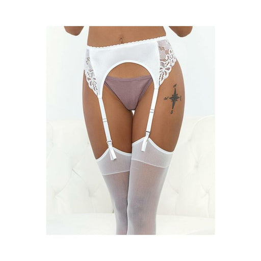 Satin & Lace Garterbelt White Lg - SexToy.com