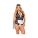 Scallop Stretch Lace Crotchless Maid Teddy W/headpiece Black/white Os/xl - SexToy.com