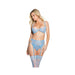 Scallop Stretch Lace & Sheer Mesh Bra, Garter Belt & Thong Blue Lg - SexToy.com