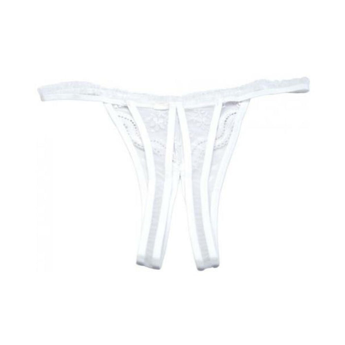 Scalloped Embroidery Crotchless Panty White O/S - SexToy.com