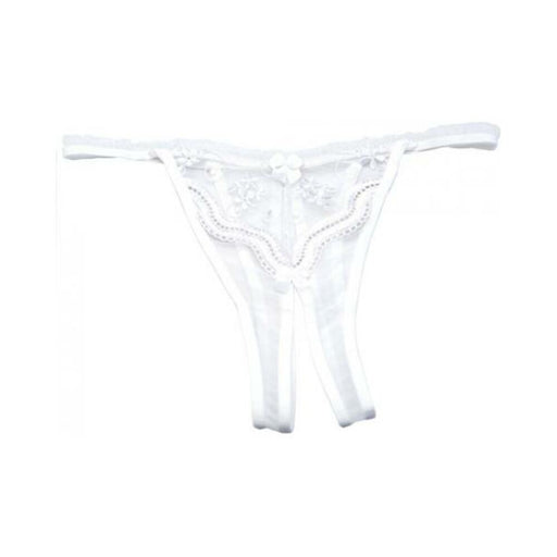 Scalloped Embroidery Crotchless Panty White O/S - SexToy.com