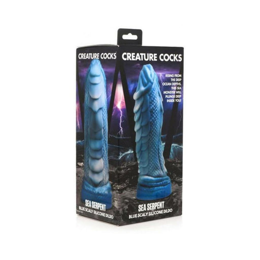 Sea Serpent Blue Scaly Silicone Dildo - SexToy.com