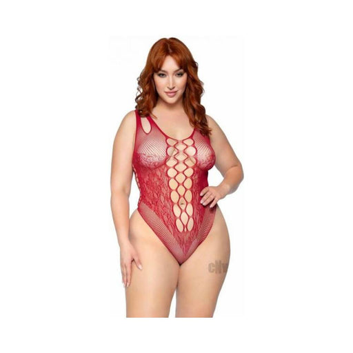 Seamless Bodysuit Cut Bottom 1x/2x Burg - SexToy.com